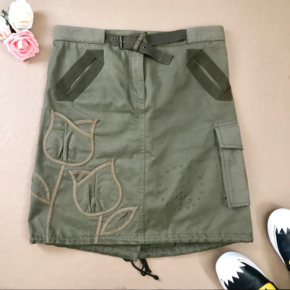 Moschino Cheap and Chic Cargo Skirt Army Green